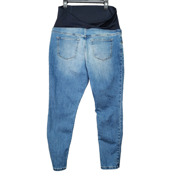 NWT Isabel Maternity Jeans Womens 14 32R Blue Skinny Jeggings Stretch Over-Belly - Picture 3 of 12
